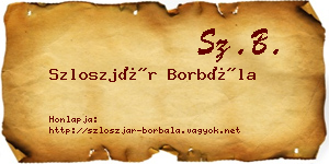 Szloszjár Borbála névjegykártya